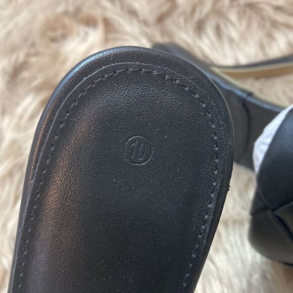 Square Open Toe Leather Mule Woven Slide Stiletto SlipOn Quilted Backless Sandal - Picture 8 of 14